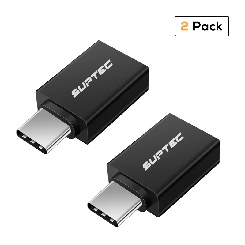 2 Pack Black SUPTEC usb type C OTG адаптер USB C на USB 3,0 OTG type-C конвертер для Macbook samsung S9 S8 huawei mate 20 P20 USB-C разъем - Цвет: 2 Pack Black