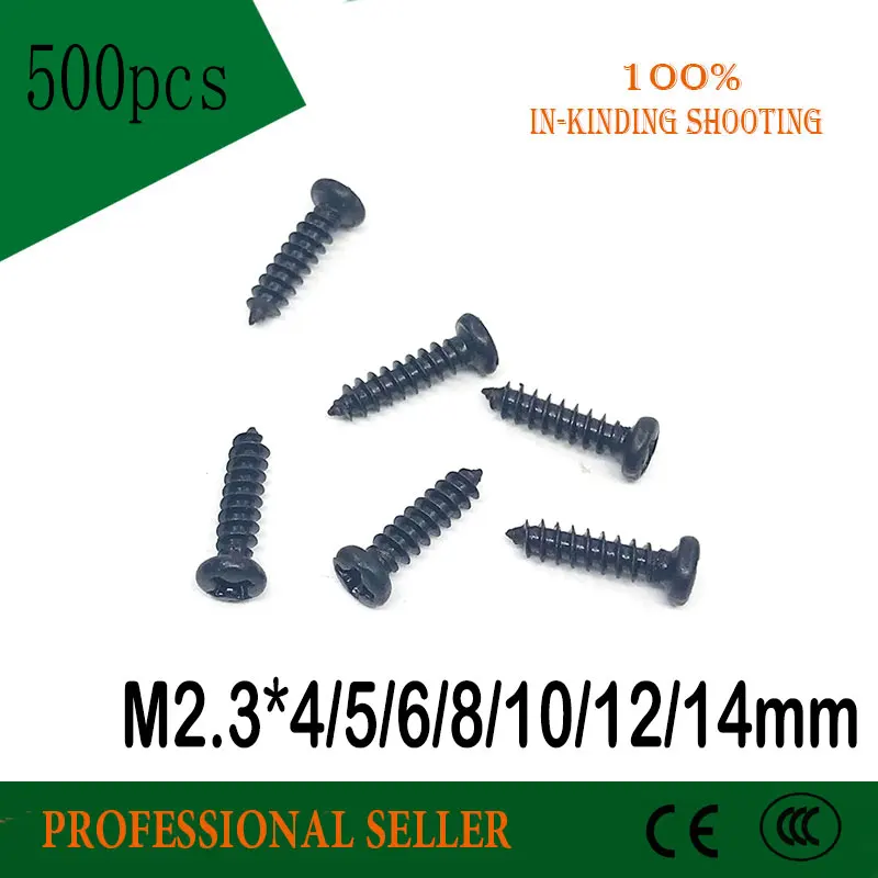 500PCS M2.3*4/5/6/8/10/12/14 mm GB845 Galvanized black micro electronic screw cross phillips round pan head self tapping | Обустройство