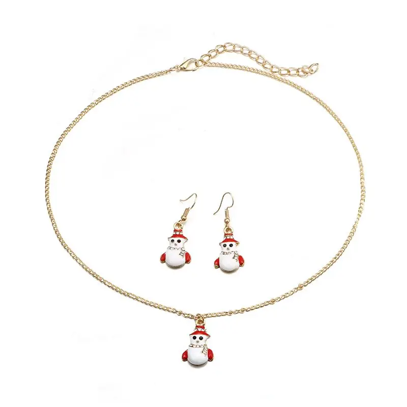 Для женщин Ювелирные наборы Рождественская в форме снеговика кулон Цепочки и