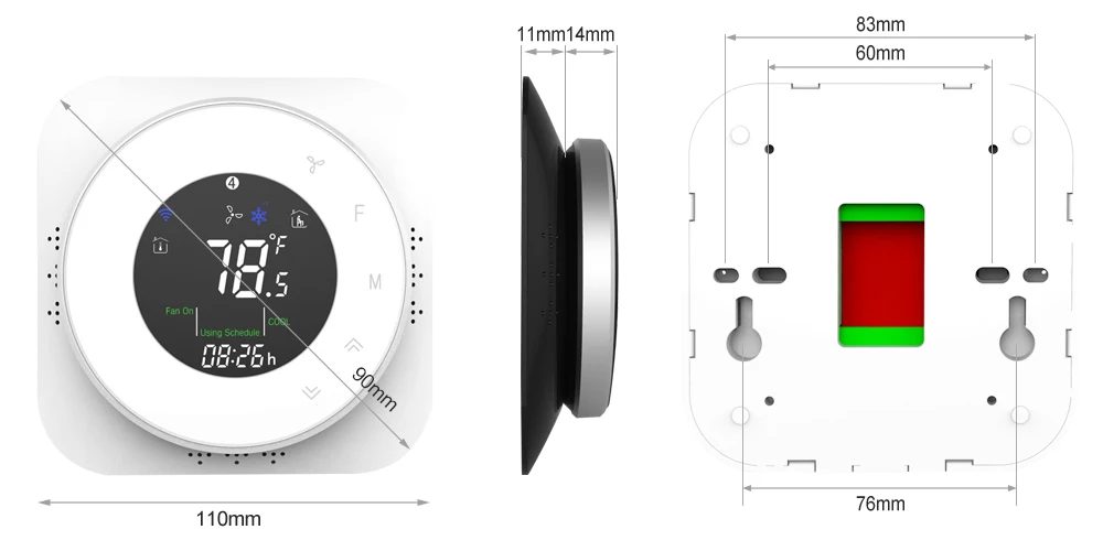 MJZM BHP-6000-WiFi термостат для теплового насоса умный термостат регулятор температуры с функцией нагрева и охлаждения черный светильник