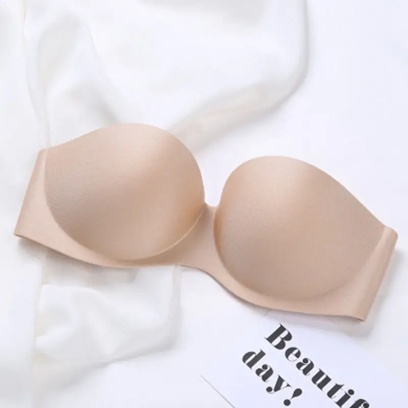 2018 Women Summer Anti Slip Strapless Bra Comfortable and Breathable Push Up 1/2 Cup Size Invisible Bras With Steel Ring New | Женская