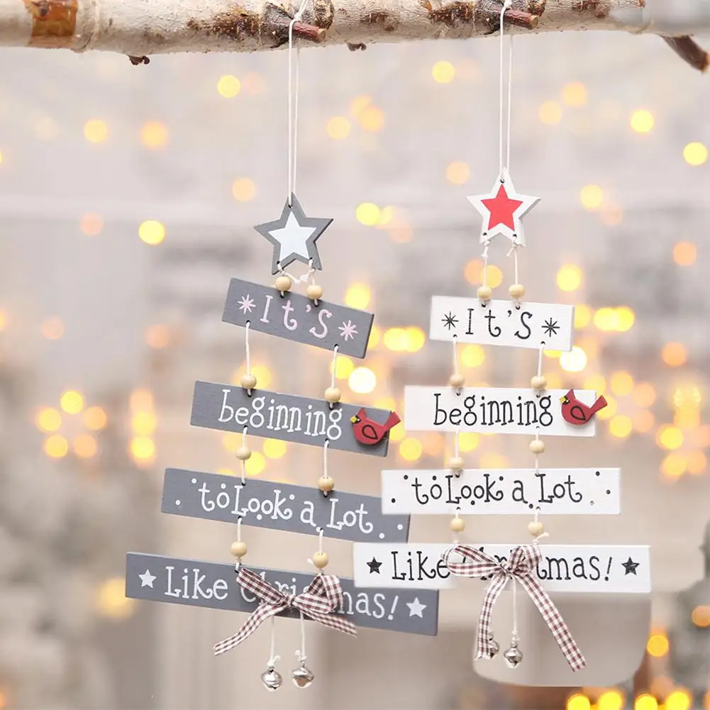 Рождественские деревянные красочные буквы декоративные подвески пентаграмма