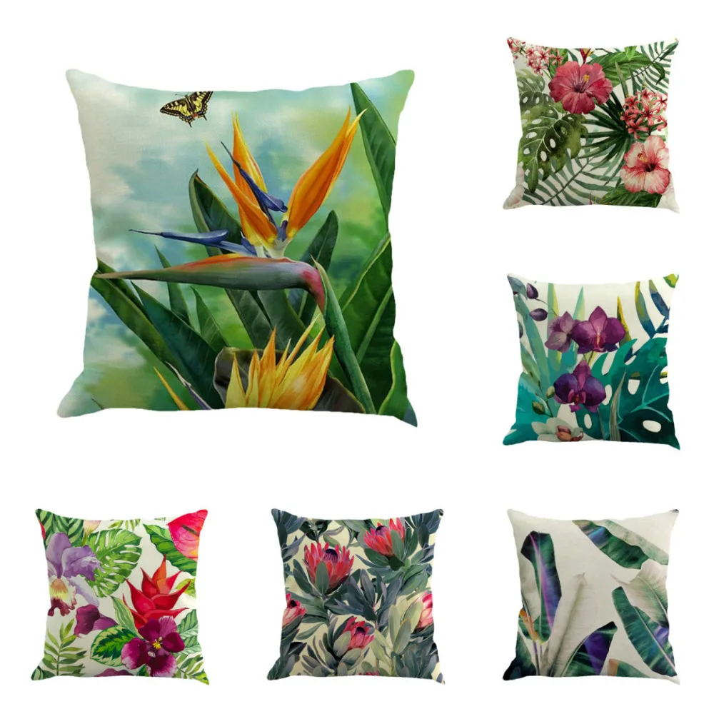 Растительный чехол для подушки Тропическое дерево зеленый пледы наволочка
