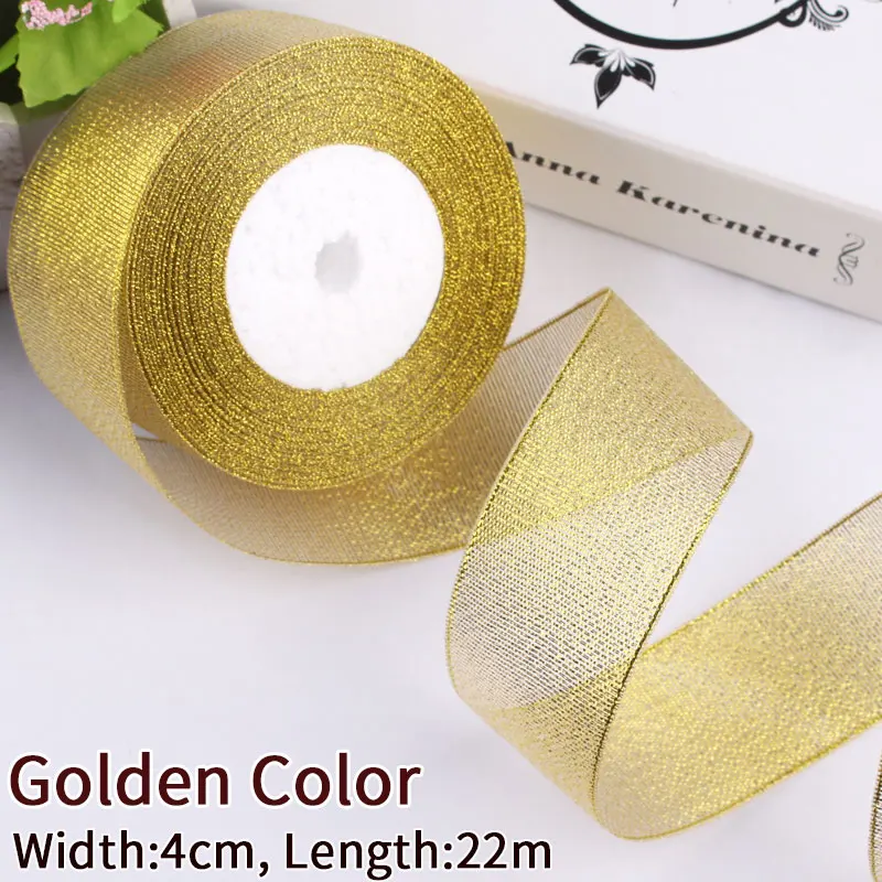 Golden Color 4 см для изготовления банта или розово-Красного пояса для выпечки золотого, серебряного цвета, блестящая металлическая лента для выпечки, упаковочная лента для упаковки в подарочную коробку, посылка - Цвет: Golden Color
