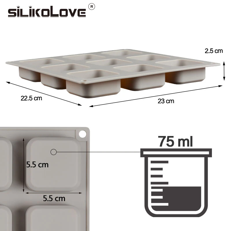 SILIKOLOVE, 9 полостей, многофункциональная силиконовая форма для торта, форма для выпечки хлеба, форма для выпечки, инструменты для украшения тортов, силиконовые формы для мыла