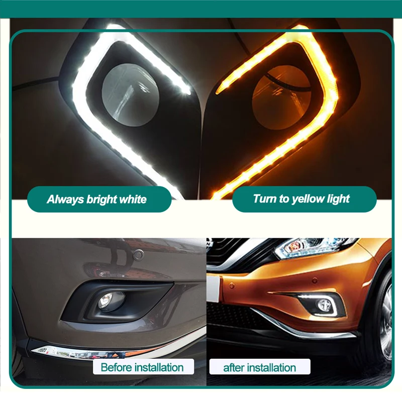 HLXG DRL для Nissan МУРАНСКОГО дневного света 2015 2016 Желтый поворотный сигнал автомобиля