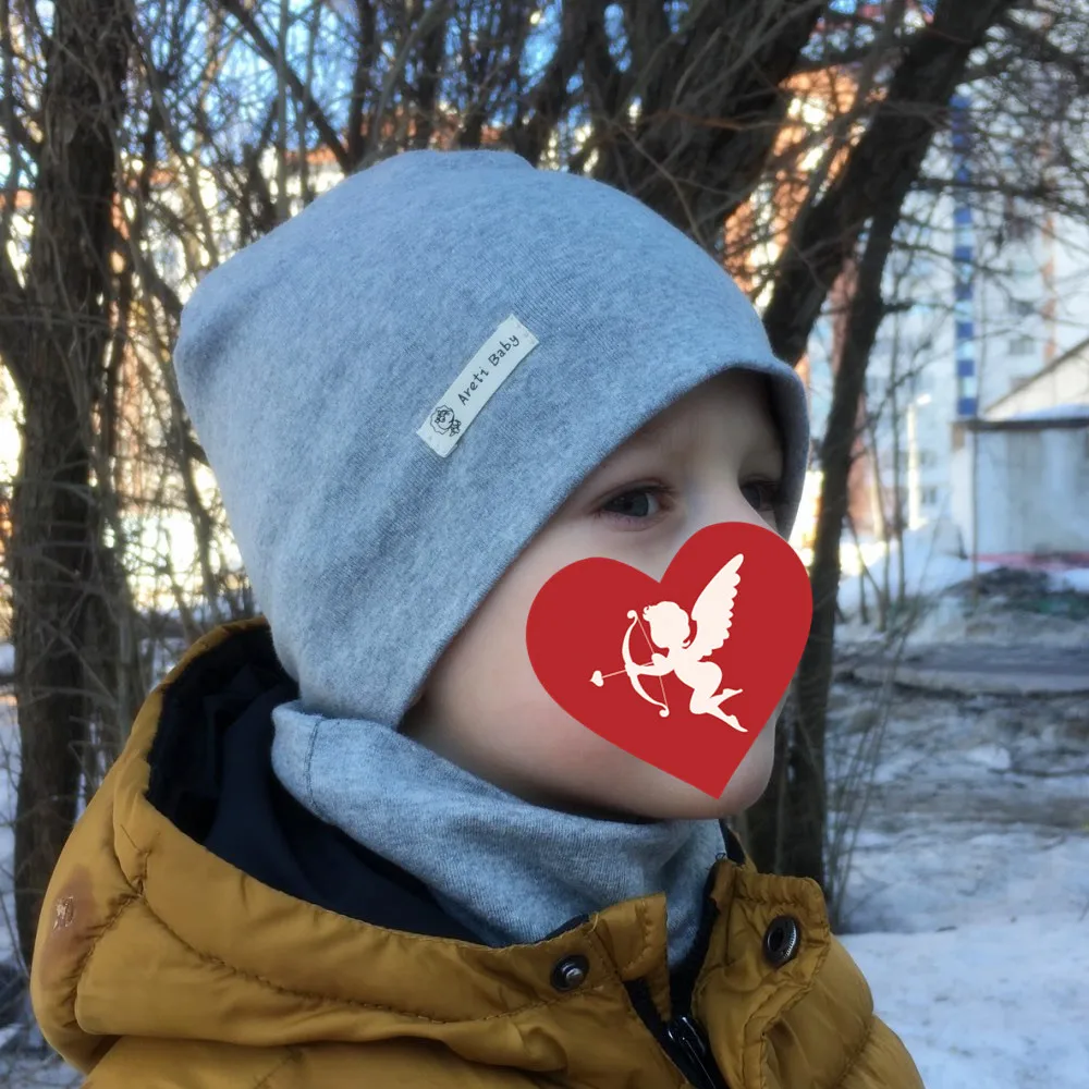 Модная хлопковая детская шапка, шарф, детская шапка, Осень-зима, детский шарф-воротник, теплые шапочки для мальчиков и девочек, полосатые шапки с принтом, Комплекты шарфов