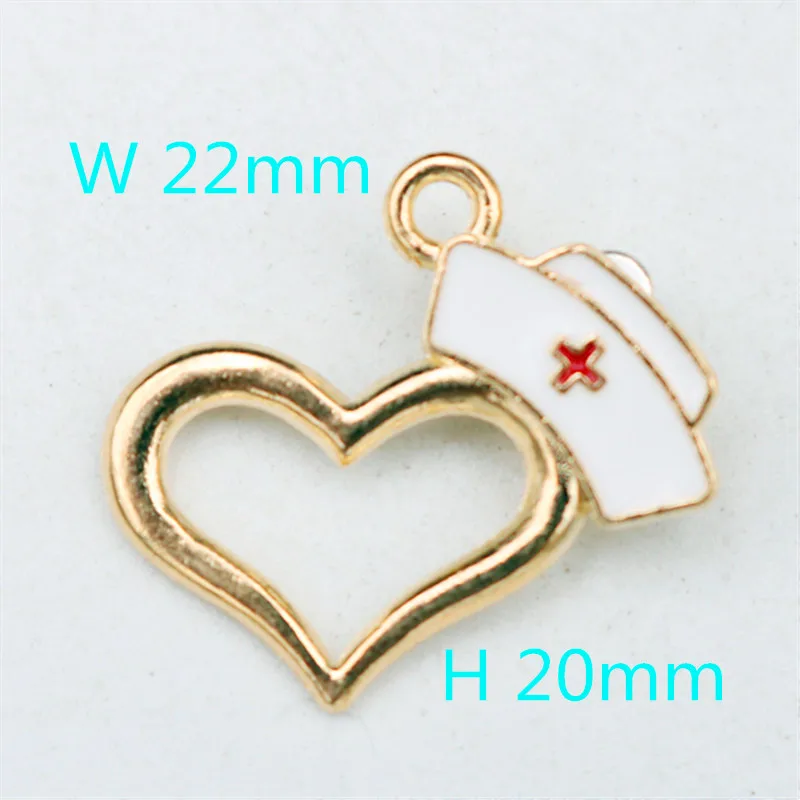 Multi style Creative Handmade Drip Oil Medical Jewelry Pendant Stethoscope Charms Syringe Charms Nurse Hat Charms 6pcs A1533