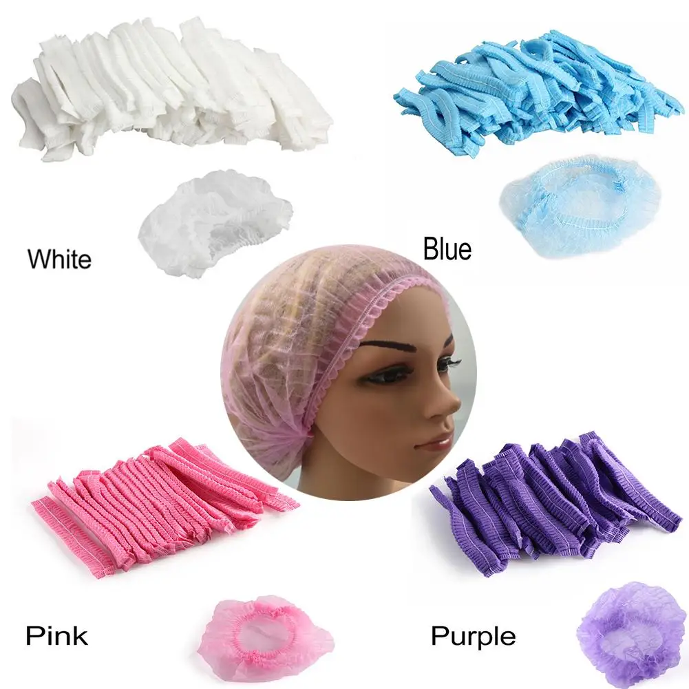 100pcs/bag Disposable Hair Net Caps Sterile Hat For Eyebrow Tattooing and hairdressing bathing cleaning Non-woven Dust-proof W |