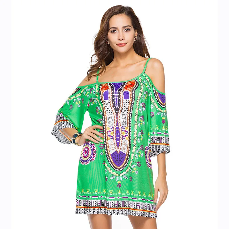 Летнее платье в европейском стиле без рукавов на бретельках для женщин богемное