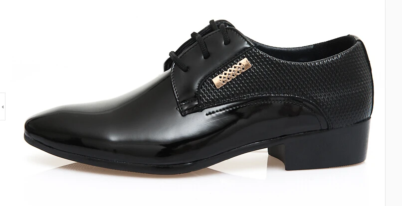 New Fashion Men's shoes PU patent leather Lace-ups black dress Business Leather Shoes Oxfords sapatos | Обувь