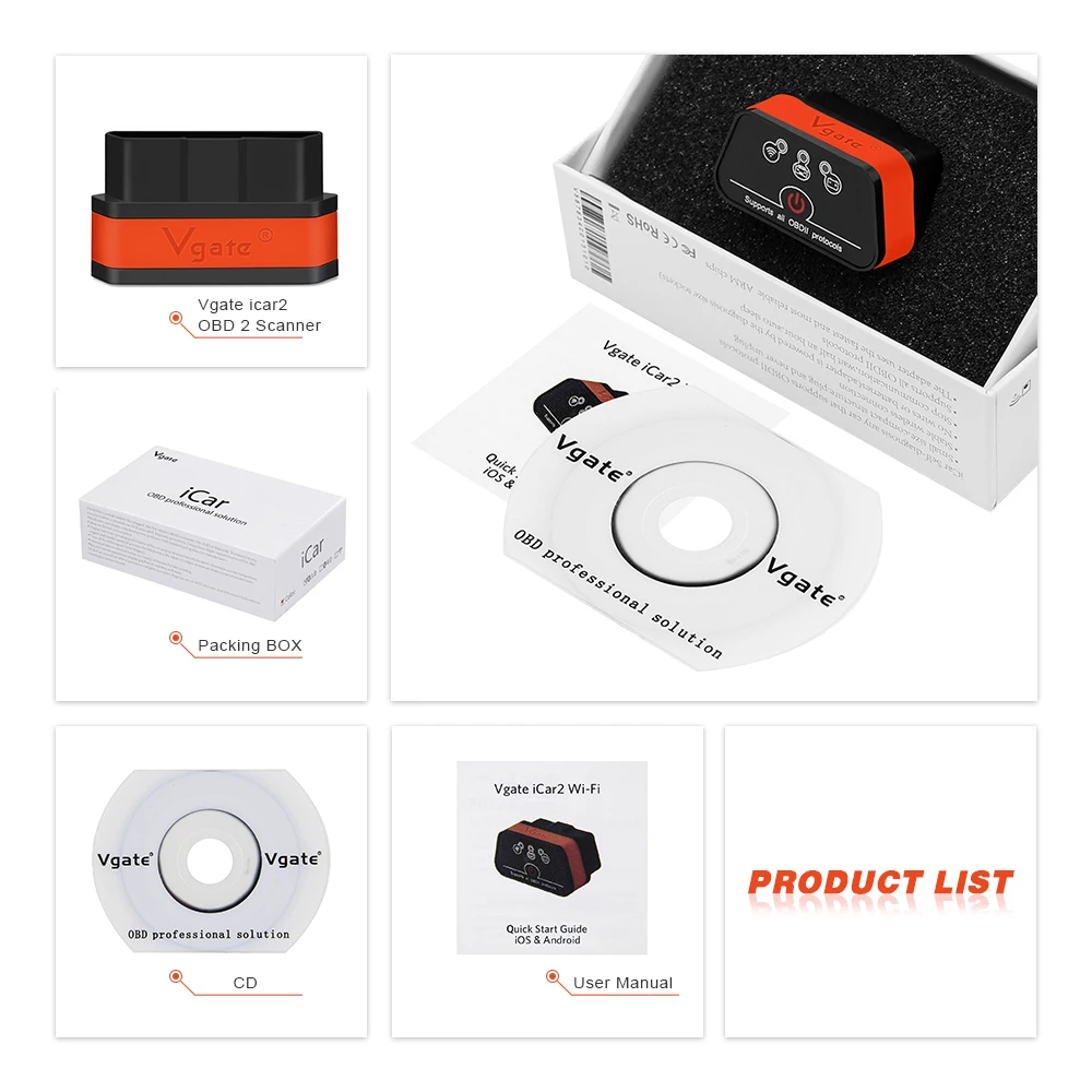 Vgate iCar2 ELM327 V2.1 OBD2 Bluetooth wifi сканер iCar 2 ELM 327 OBD 2 OBD2 автомобильный диагностический автоматический инструмент IOS/Android считыватель кодов