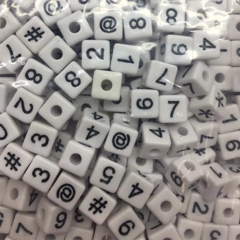 Plastic Number White 400PC Size Of 1 cm Beads Acrylic Big Children Education Handmade DIY Bracelet Bead Jewelry Make Gift | Украшения и