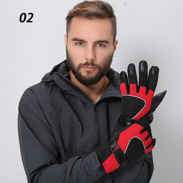Black Red Facecozy мужские зимние уличные противоскользящие лыжные перчатки светоотражающие полосы флисовые ветрозащитные перчатки для сноуборда спортивные перчатки для пешего туризма - Цвет: Black Red