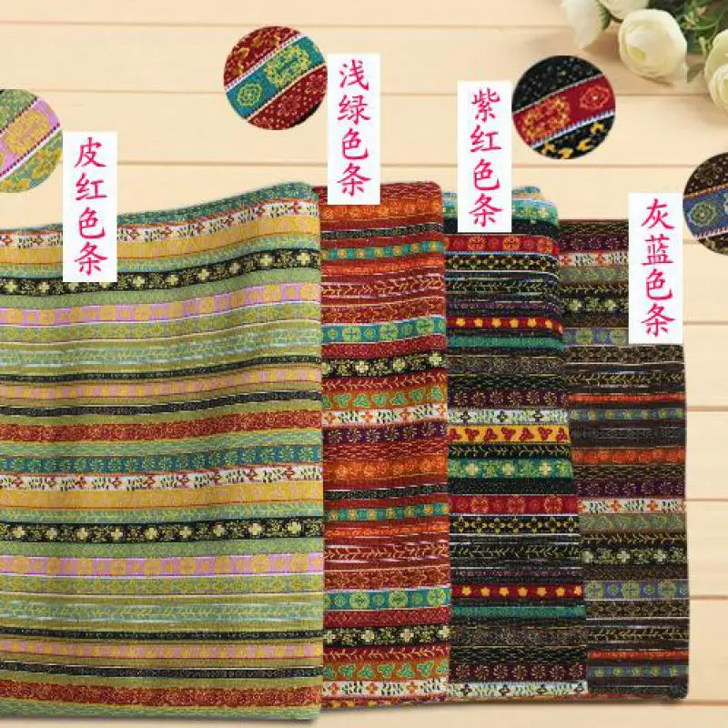 1 метр богемные полосы Цветочная Лоскутная ткань для одежды Женская Ретро