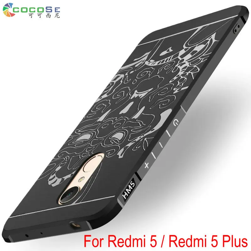 Business Simple Soft Silicone TPU Shockproof 3D Dragon Style Back Cover Case For Xiaomi Redmi 5 /Redmi Plus Phone Fundas Cases |