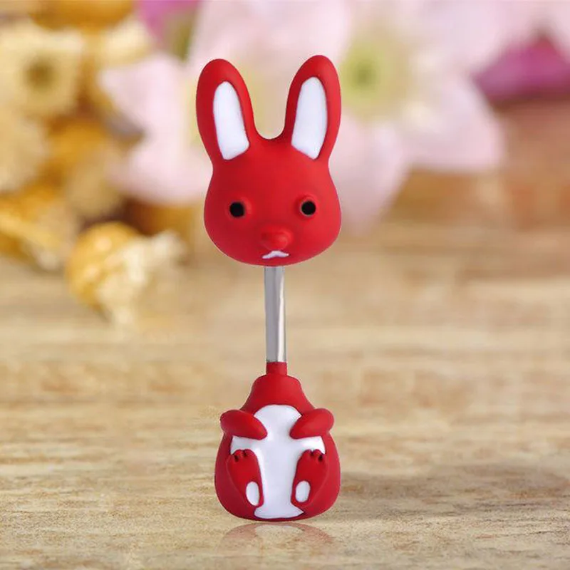 PLKUET Kawaii красный кролик пупка Кольца для женщин вечерние ювелирные изделия тела