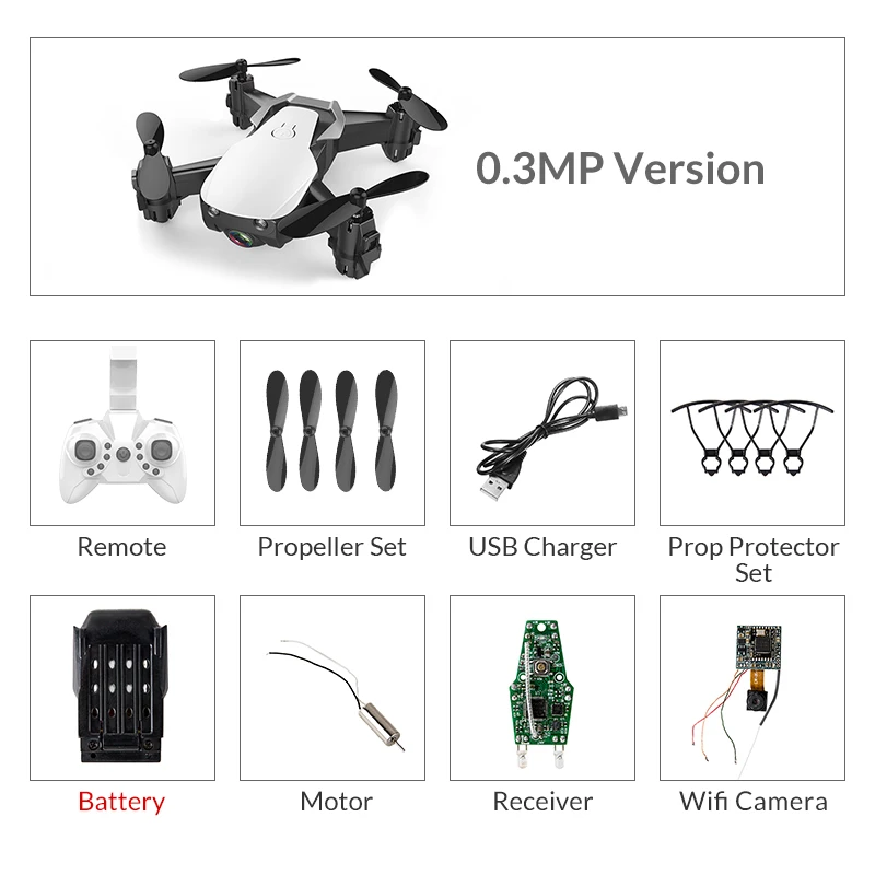 Eachine E61/E61HW Мини WiFi FPV с HD камерой режим удержания высоты складной Радиоуправляемый Дрон Квадрокоптер RTF - Цвет: white 0.3mp 1battery