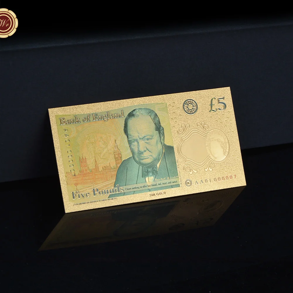 WR новый британский фунт 24k Золотая банкнота красочные бумажные деньги 5 фунтов с