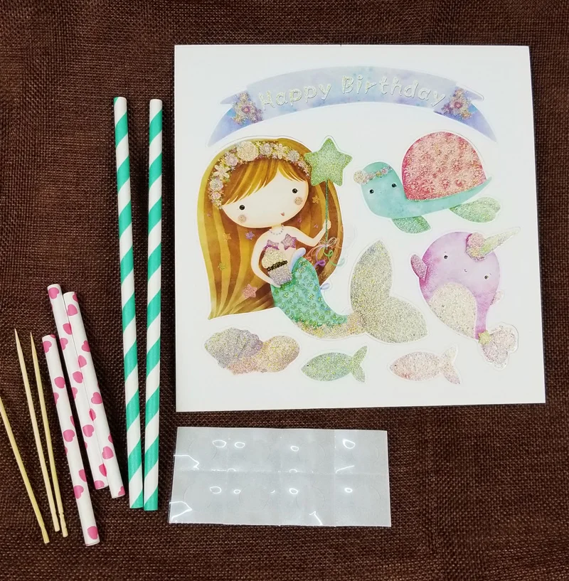 Абрикосовый 1 комплект Блестящий Топпер для торта с морскими животными русалки