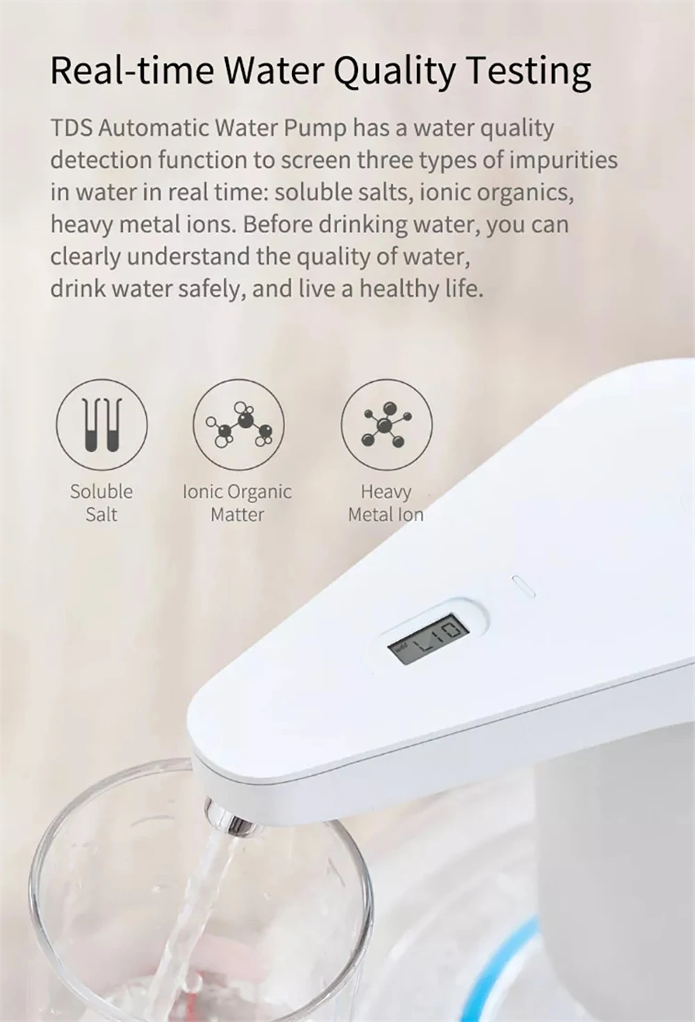 Xiaomi Mijia DaLang TDS Автоматический водяной насос USB мини-переключатель беспроводной Перезаряжаемый Электрический диспенсер с тестовым водяным насосом