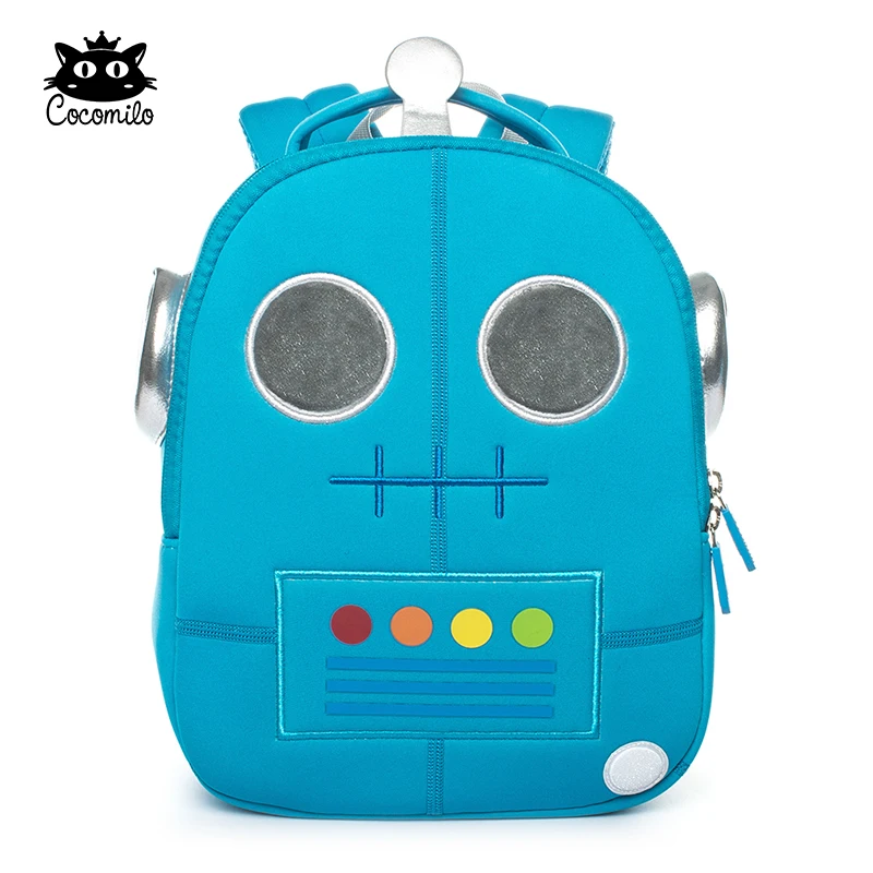Школьная сумка Cocomilo с 3D рисунком робота для детей 3-5 лет, небесно-голубой светильник для маленьких мальчиков, сумка для детского сада