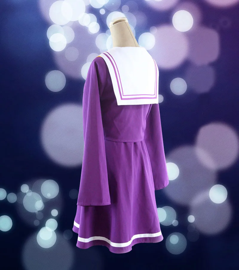 

Anime No Game No Life Shiro Cosplay Costume Heroine Purple Casual Sailor Suit Tops Skirt