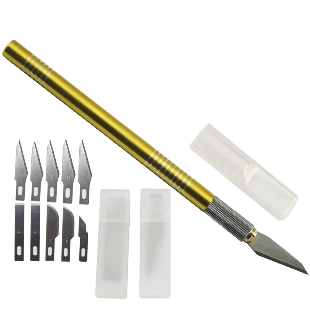 Алюминий Ручка точность Ремесло Хобби нож с 10 сменными лезвиями для