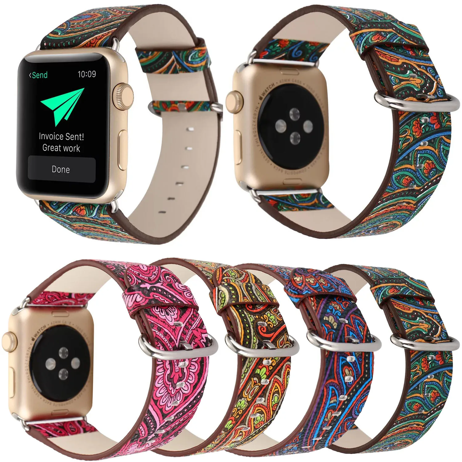 Винтажный ремешок из искусственной кожи для Apple Watch Series 1 2 3 в богемном стиле