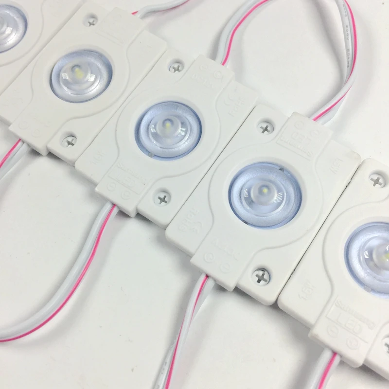 100 шт./лот 1SMD 3030 LED ,IP65 Водонепроницаемый впрыскиваемый светодиодный модуль, рекламный светодиодный модуль DC12V 1,5 W с объективом 160 градусов световой короб