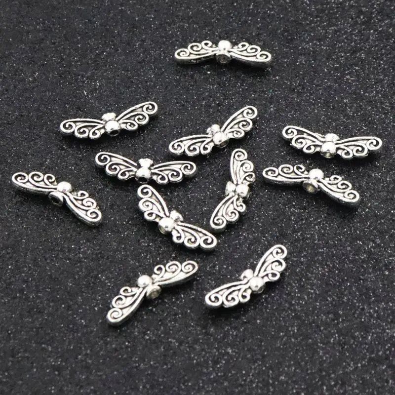 50Pcs Width 21MM Hole 1.8mm Butterfly SilverColor Gold Metal Beads For Jewelry Finding Handmade DIY Accessories | Украшения и
