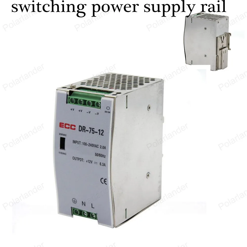 AC/DC 12V 6.2A Светодиодная лента для вождения источник питания на рельсах высокого