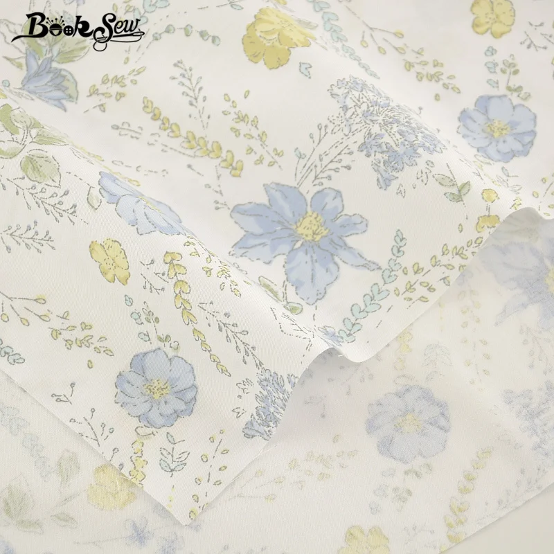 Booksew 100% хлопок ткань саржа синий цветок дизайн домашний текстиль Материал