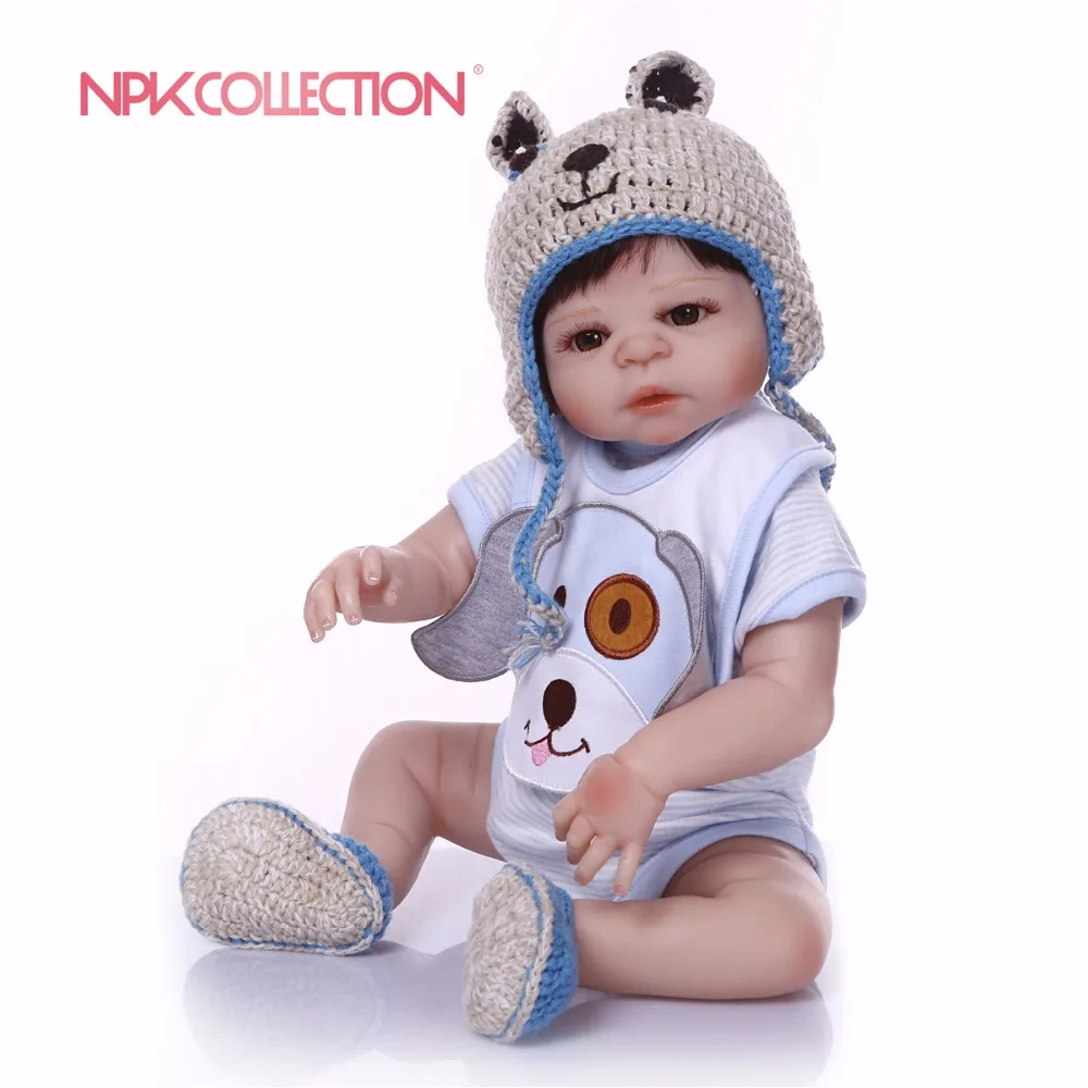 NPKCOLLECTION 46 см синий полноразмерный силиконовый реборн Девочка Малыш кукла игрушки