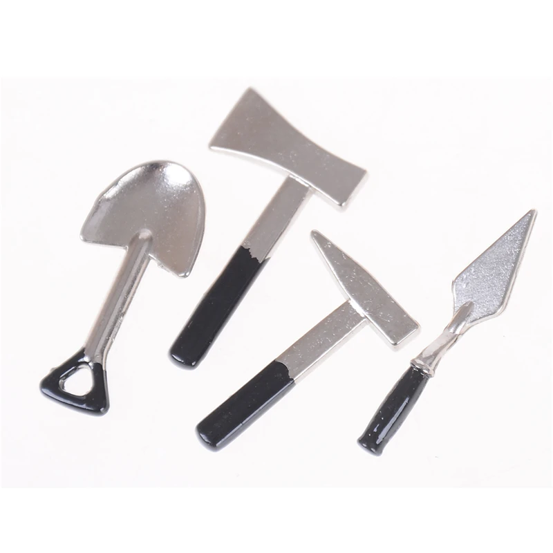 4pcs/set 1:12 Dollhouse Miniature Kids Hand Tool Toys Mini Axe Shovel Hammer Furniture DIY Builders Doll Accessories | Игрушки и хобби