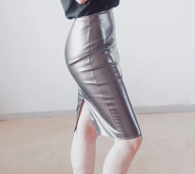 2017 NewWomen Midi PU Кожаная Юбка Multi Цвета Женский Стретч Основные Tube Bodycon Карандаш Юбки