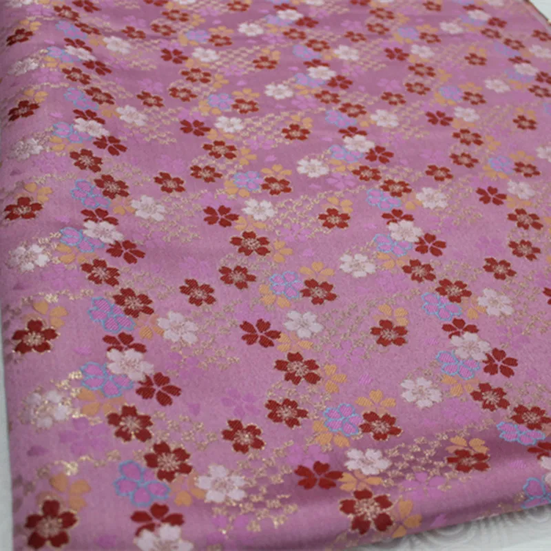 CF390 1Yard Pink Sakura With Gold Embroidery Brocade Jacquard Chinese Silk Fabric For Women Dress Qipao Sew | Дом и сад