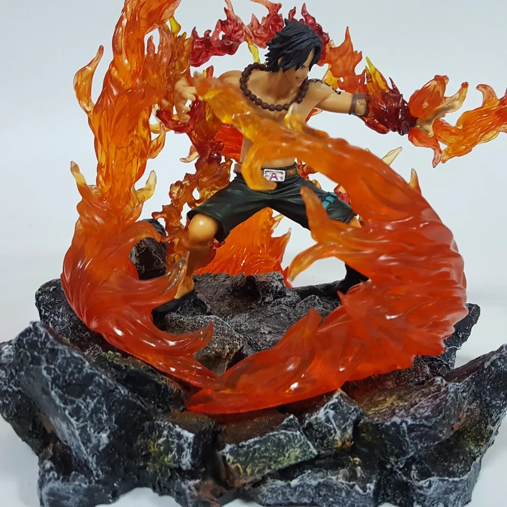 Одна штука фигурки Ace Fire модель игрушки с рок базой огнем аура одна аниме Portgas D