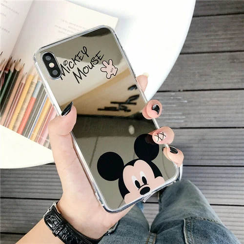Mickey BSLIUFANG популярный мультяшный силиконовый мягкий чехол для iPhone X XS Max XR TPU прекрасное Зеркало чехол для iPhone 7 8 6 6S Plus чехол s - Цвет: Mickey