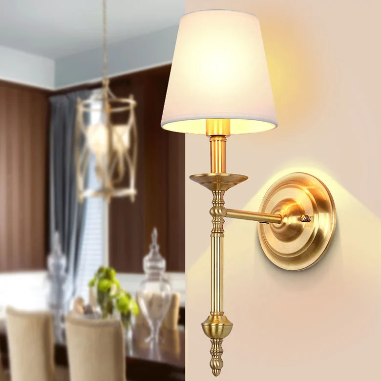 2 рычажный антикварный светодиодный настенный светильник с тканевым абажуром E14