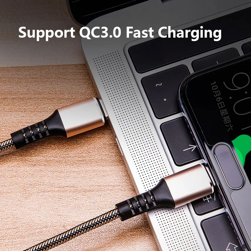 Оригинальный USB-кабель Power4 1 м 2 плетеный кабель USB Type-C для Macbook pro 3A PD быстрой