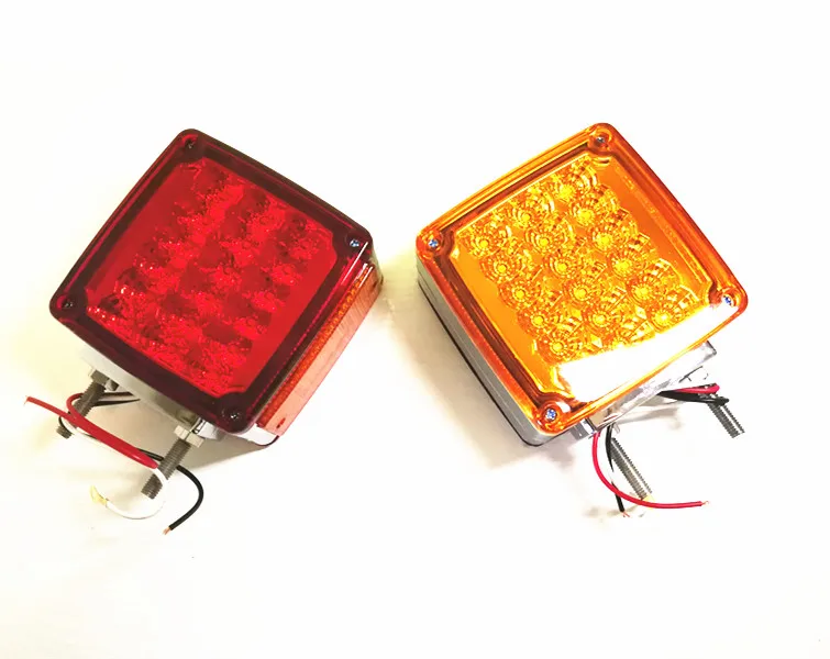 1 пара квадратный двусторонний стоп сигнал задний фонарь янтарный красный 39LED для