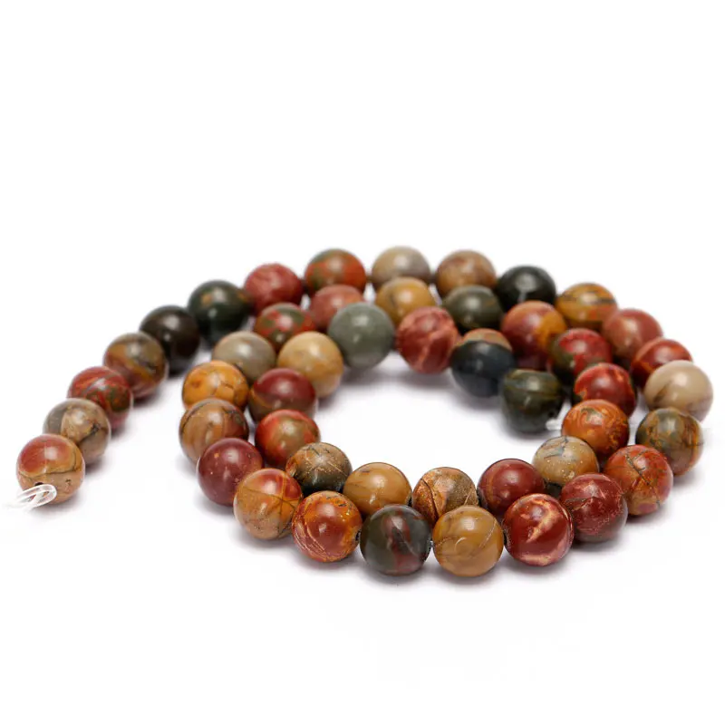 6-16mm Round Picasso Jaspers Beads Natural Stone For Jewelry Making Bracelets Women 15'' Needlework DIY | Украшения и