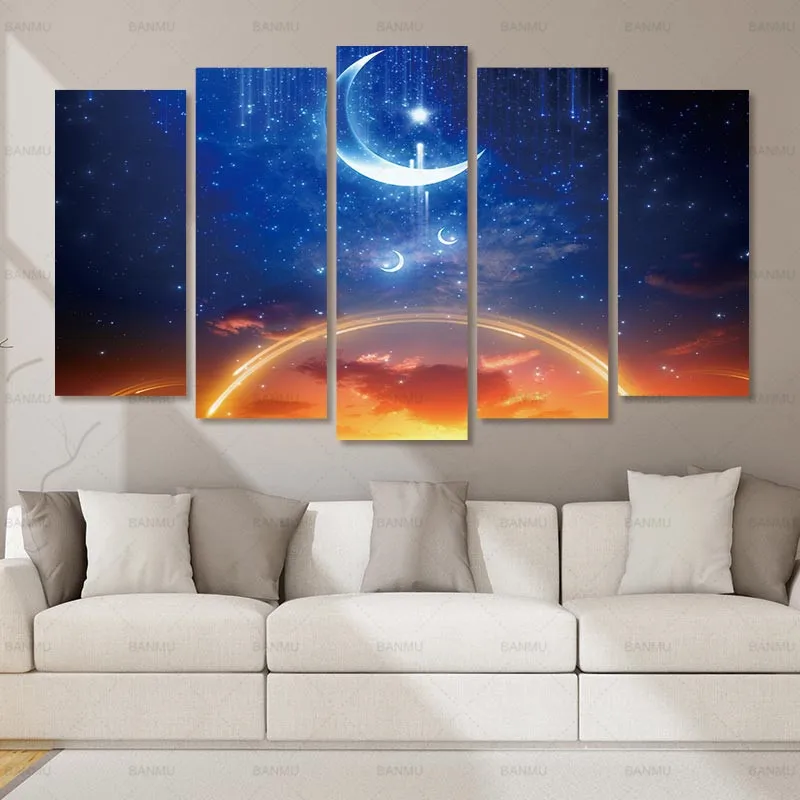 

Poster wall art canvas painting picture art print on universe 5 Panel Wall Canvas no frame Architecture Pictures For Home Decor