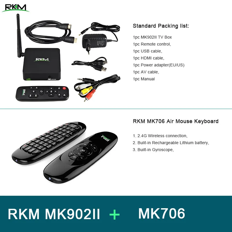 add MK706 RKM MK902II ТВ приставка Rockchip RK3288 четырехъядерный Android ТВ приставка 2 Гб ОЗУ 16 Гб 4 к H.265 2,4 г/5 г Wifi Bluetooth 4,0 ТВ приставка - Цвет: add MK706