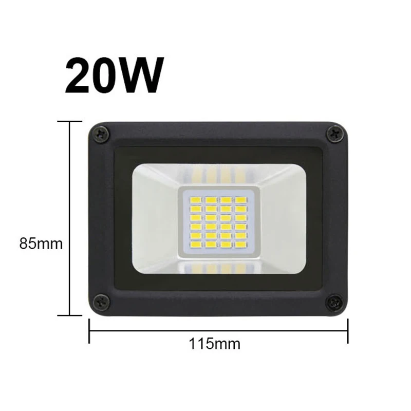 20W 220V Горячая водонепроницаемый 10 Вт 20 Вт 30 Вт 50 Вт 100 Вт Светодиодный прожектор светильник SMD светодиодный прожектор отражатель светодиодный прожектор светильник уличный светильник ing - Испускаемый цвет: 20W 220V