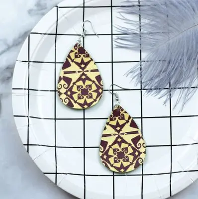 30 пара/лот женские цветочные серьги из искусственной кожи