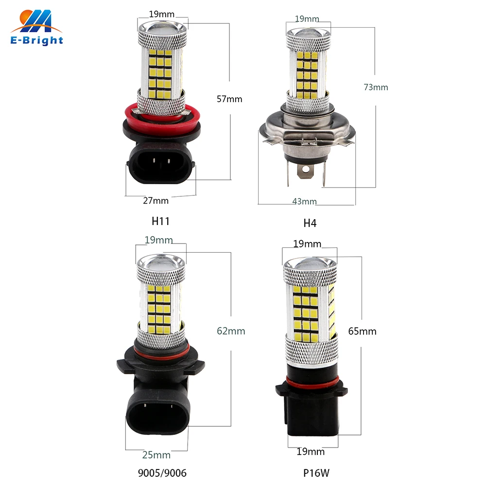 2 шт. светодиодные лампы H11 H4 H7 1200LM 2835 63 SMD led 9005 9006 P13W автомобильный головной