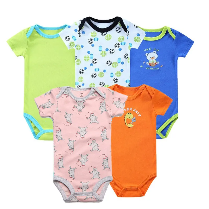 5 шт./лот Сезон лето детское боди для новорожденных унисекс Детские футболки с