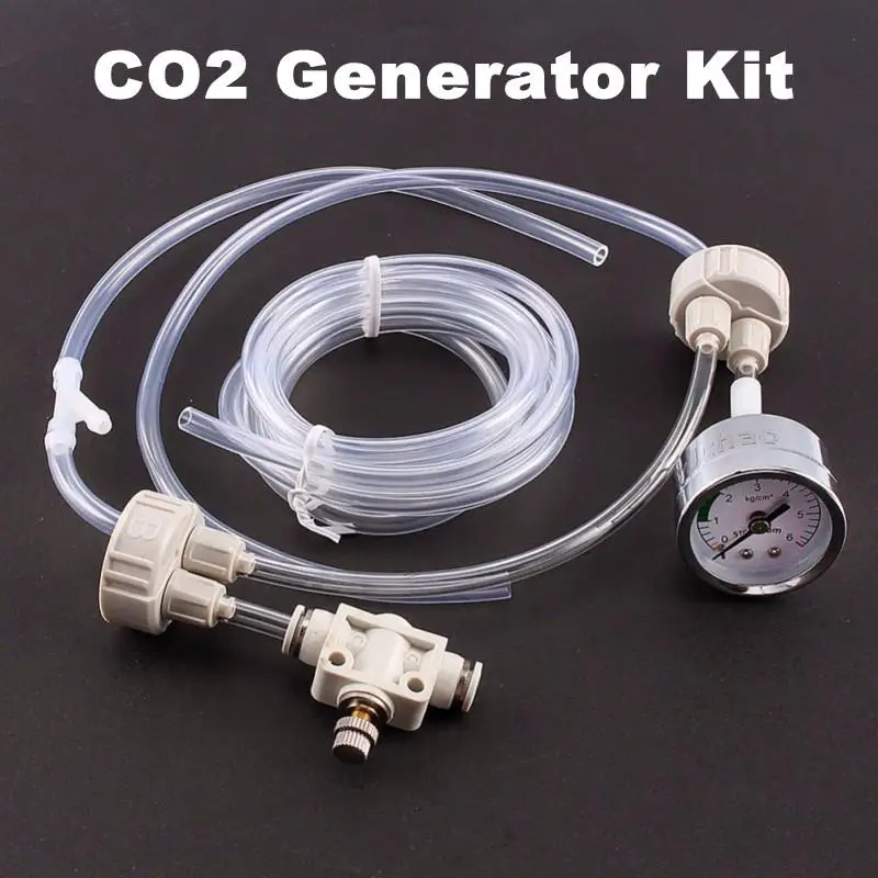 Аквариум Diy CO2 генератор системы комплект с Co2 клапан регулятора настольный монитор или только 2 крышки бутылки для аквариума воды завод - Цвет: Черный